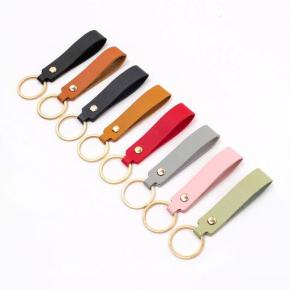 Promotional Gifts Durable Short Pu Customize Car Leather Keychain Lanyard