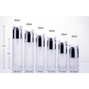  Acrylic Glass Silver Black Airless Cosmetic Cream Bottle