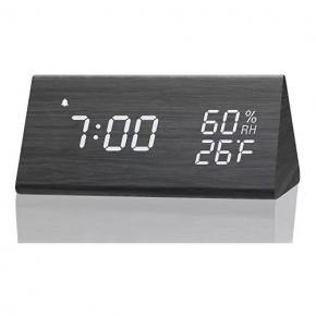 Wooden Electronic Led Time Display Bedroom Digital Alarm Clock