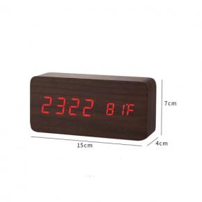 hotselling Wooden LED Smart Modern Digital Alarm Clock with Temperature and Humidity