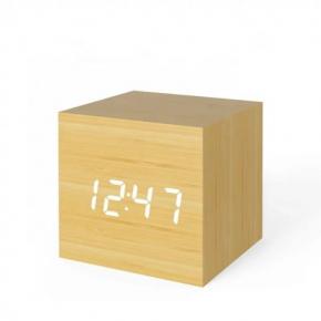 Digital Cube Wood LED Light Mini Modern Cube Desk Alarm Clock Displays Time Date Temperature Kids, Bedroom, Home, Dormitory
