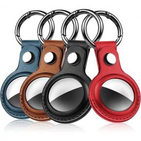 Compatible with AirTag Leather Case Keychain Holder Key Ring Cases Air Tags Key Chain Apple AirTag GPS Item Finders Accessories