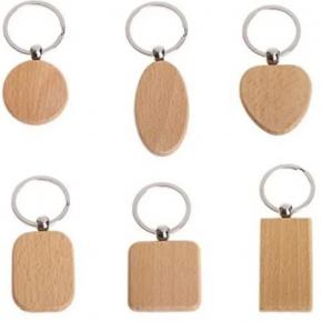 Custom DIY Gifts Handmade Keychain Wooden Key Tag with Split Ring Key Chain