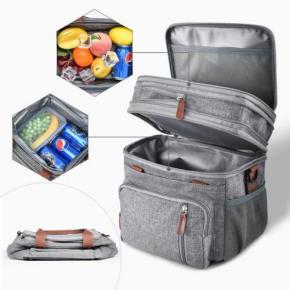 OEM factory custom Double Deck Lunch Box Cooler Compartment Leakproof Insulated Soft Large Lunch Cooler Bag