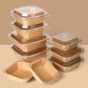 Customized kraft paper to go boxes take away lunch packing boxes square paper food container