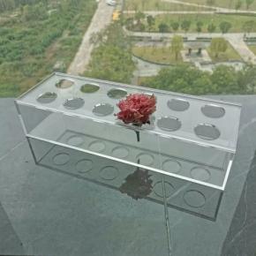Custom Clear Long Rectangular Acrylic Modern Vase Rose Floral Vases Flower Display Box for Wedding/Centerpieces/Home Decor