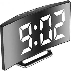 Digital alarm clock with special curved LED screen