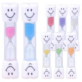 1 2 3 minute Smiley face plastic tooth shape dental Sand Timer clock for kids toothbrushing time management