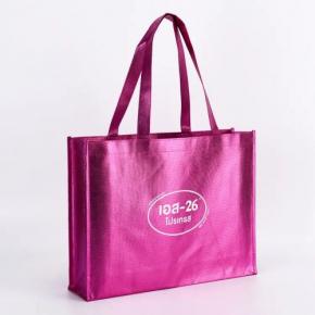 Wholesale Custom Logo Printing Pink Metallic Advertising Non Woven Polypropylene Tote Bag