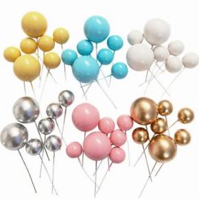 Wholesale Golden Ball Birthday Party Cake Topper Themed Birthday faux balls for cake decoration