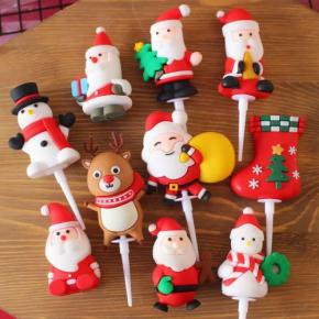 Soft Rubber Merry Christmas Cake Toppers 3D Christmas Cake Decoration Supplies Topper