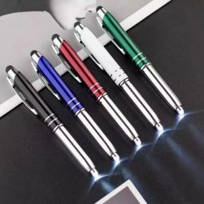 Custom 3 In 1 Multifunction Stylus Led Light Pen With Logo Print For Gift