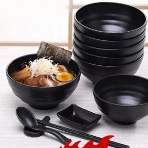 Restaurant Dinnerware Matte Black Melamine Bowl Durable Rice Bowl Soup Bowl for hot sell